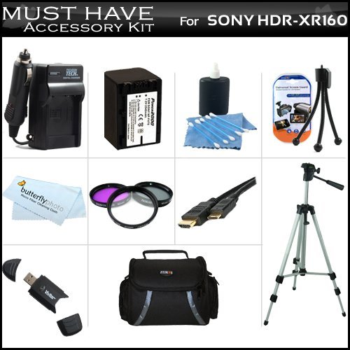 Accessory Kit For Sony HDR-CX160 High Definition Camcorder Includes Replacement (2300Mah) NP-FV70 Battery + Ac / DC Charger + Deluxe Case + Tripod + 3PC Filter Kit (UV-CPL-FLD) + Mini HDMI Cable + USB 2.0 SD Reader + Much More
