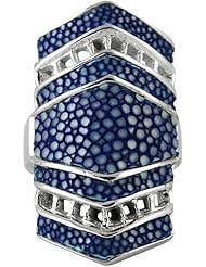 Navy Blue Finger Ring - Genuine Stingray Skin Leather