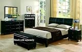 4pc Queen Size Bedroom Set in Black Bycast Like Vinyl