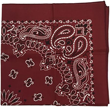 Essma ClothingUSA Made Military Army Trainmen Paisley 22" X 22" Bandanas Dozen (12 Pcs) (Burgundy)