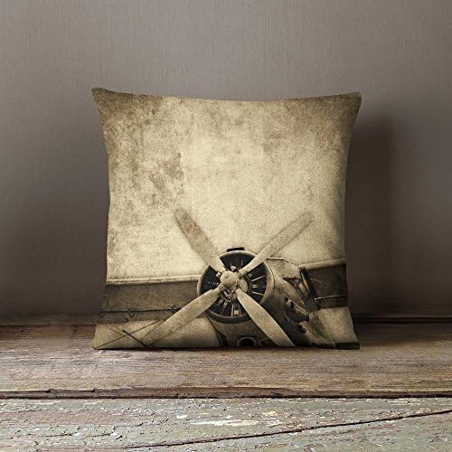Airplane Throw Pillow, Aviation, Plane, Pillowcase, Decor, Decorative, Bedding, Cushion, Vintage, Rustic, Home Decor, Couch, 14,x14, 16x16, 18x18, 20x20, 26x26