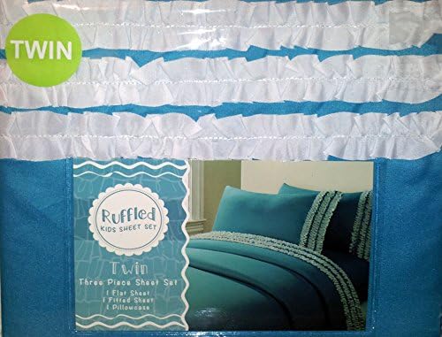 Teal Ruffled Kids Twin Sheet Set
