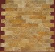 Split Face 1x2 Gold Yellow Travertine For Kitchen Bathroom backsplash & Exterior Use