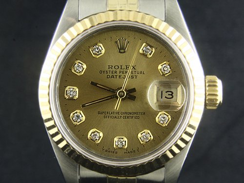 Rolex Ladies 18kss String Datejust Watch 10+ Diamonds