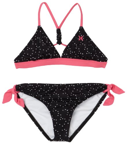 Hurley Girls 7-16 Dottie Triangle Bra and Retro Hipster, Black, 7