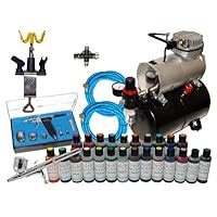 Cake Decorating Airbrush Kit with 24 Amerimist Food Colors and TC-20T Air Compressor