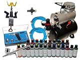 Cake Decorating Airbrush Kit with 24 Amerimist Food Colors and TC-20T Air Compressor