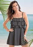 Roamans Plus Size Ruffle Trim Swimdress