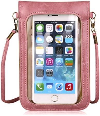 Kiwuu Multipurpose Practical Pu Leather(with Touch Screen)phone Case Pouch/cross Body Bag with a Big Flower for All Kinds of Mobile Smart Phones,itouch,mp3,mp4 Player Etc Fits for Phone Size Within 5.5 Inches (Pink)