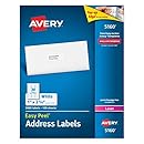 Avery Easy Peel White Mailing Labels for Laser Printers, 1 x 2.62 Inch, Box of 3000 Labels (5160)