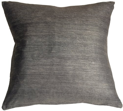 Pillow Decor - Tussar Silk Gray 22x22 Throw Pillow