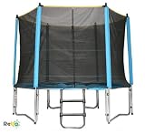 Rebo Fun Jump 14FT Trampoline Package With Free Safety Net Enclosure And Ladder - Fully CE Approved