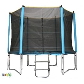 Rebo Fun Jump 12FT Trampoline Package With Free Safety Net Enclosure And Ladder - Fully CE Approved