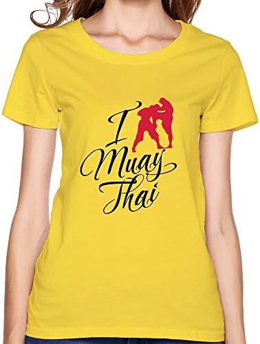 GLYCWH Women's Love Muay Thai T-Shirt Yellow US Size M Short Sleeve