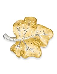 14k Yellow Gold & Rhodium & D/C Leaf Pin. Metal Wt- 4.15g