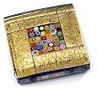 Authentic Murano Glass Paperweight / 24k Gold Over Blue with Millefiori Center, Gift Boxed