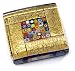 Authentic Murano Glass Paperweight / 24k Gold Over Blue with Millefiori Center, Gift Boxed