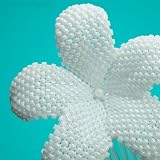 Plumeria Flower hair comb - bright white opal beadwoven flower