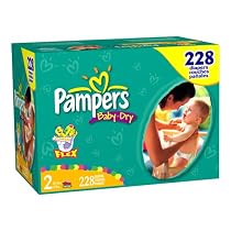 Pampers Baby-Dry Diapers, Size 2 (12-18 Lbs), Economy Plus Pack, 228 Diapers