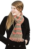 Handmade Lightweight Scarf in Artisan Mohair Yarn - Crocheted Masterpiece - Natural Shade and Watermelon (One-of-a-kind/Long)