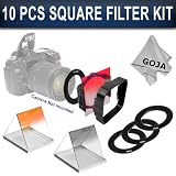 Kit for COKIN P Series System, Includes: 3 Pcs Graduated Gradual Color Square Filters (Red, Orange, Grey) + Square Filter Holder + Square Filter Lens Hood + Adapter Ring Set (52MM, 58MM, 62MM and 67MM) + Ultra Fine Goja Microfiber Cleaning Cloth