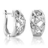 14k White Gold Diamond Hoop Huggies Earrings (HI, I, 0.18 carat)
