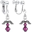 Handmade February Birthstone Angel Silver Plated Clip On Earrings MADE WITH SWAROVSKI ELEMENTS