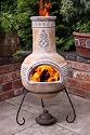 Azteca Large Yellow Outdoor Clay Chimenea