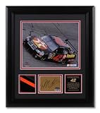 Juan Pablo Montoya - Laserchrome - Framed 8x10 Photograph with Autographed Card, Race Used Metal Piece and Plate