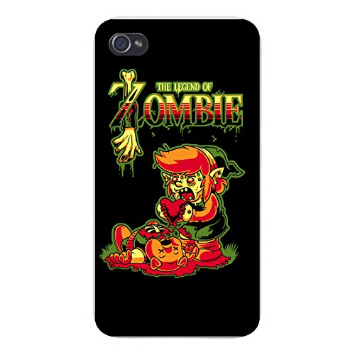Apple iPhone Custom Case 4 4S White Plastic Snap On – “The Legend of Zombie” Funny Classic Video Game Parody