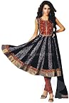 WPD1619 : Traditional dancing black color net fabric sleeveless anarkali kameez