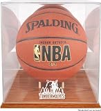 Minnesota Timberwolves Team Logo Basketball Display Case | Details: Oak Base, Mirror Back