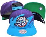 Utah Jazz Mitchell & Ness Snapback Adjustable Plastic Snap Back Hat / Cap
