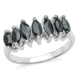 1.40 Carat Genuine Sapphire Marquise Silver Ring