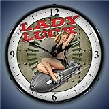 IMAGE OF Military Lady Luck Logo Lighted Wall Clock