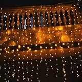 Fuloon(TM) 6M x 3M 600 LED Outdoor Party String Fairy Wedding Curtain Light 8 Modes (Warm White)