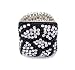 Ring - R76 - Stretch - Square - Ring Size 8-1/2 - Will Stretch Even Bigger - Clear Crystals and Black Beads ~ Silver Tone Metal