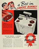 1937 Ad Santa Hotpoint Electric Ranges Calrod Stove - Original Print Ad