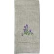 Natural Color Fingertip Towel with Lavender Embroidery and Hemstitching