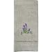 Natural Color Fingertip Towel with Lavender Embroidery and Hemstitching