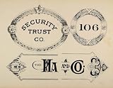 1910 Print Graphic Design Art Nouveau Font Security Trust Templates Signs - Original Print
