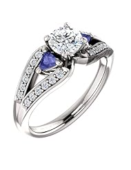 14K White Gold Round Cut Diamond and Tanzanite Ring -- LIFETIME WARRANTY