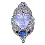 Sterling Silver Blue Fiber Optic Glass Goddess Pin/Pendant by Sajen