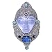  : STERLING SILVER BLUE FIBER OPTIC GLASS GODDESS PIN/PENDANT BY SAJEN