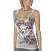 Amor with Rhinestones Vintage Tank Top - White