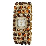 Kenneth Jay Lane Ladies Swarovski � Crystal Accented Gold-Tone Tiger Eye Cabochon Link Watch... by Kenneth Jay Lane