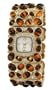 Kenneth Jay Lane Women's KJ4406-TG Swarovski  Crystal Accented Gold-Tone Tiger Eye Cabochon Link Watch