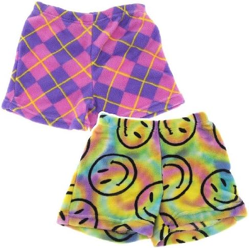 Fancy Girlz Smile Argyle Two Plush Pajama Shorts for Girls
