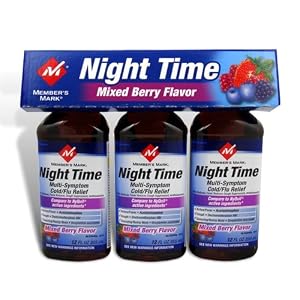 Member's Mark - Night Time, Cold/Flu Relief, Mixed Berry Flavor, pack of 3 12 oz bottles (Compare to NyQuil)