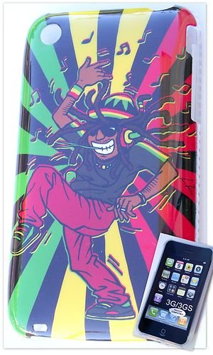 gadget geek - coque housse style rasta pour iphone 3gs film ecran sylla